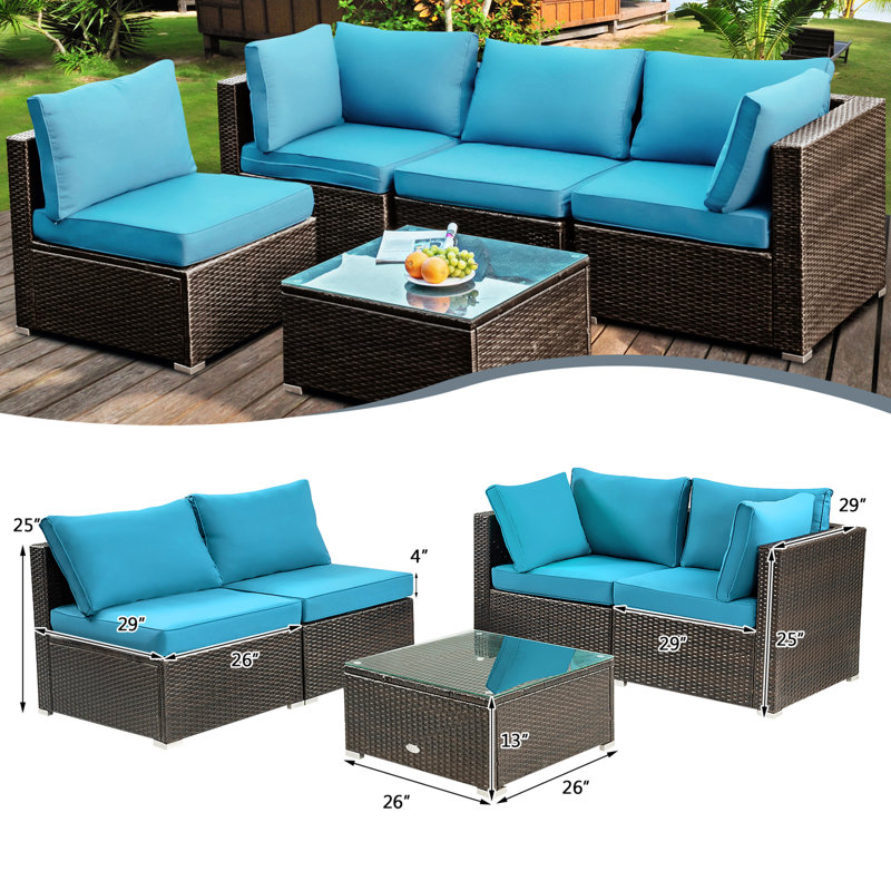 Latitude Run® Rattan Sectional Seating Group with Cushions & Reviews